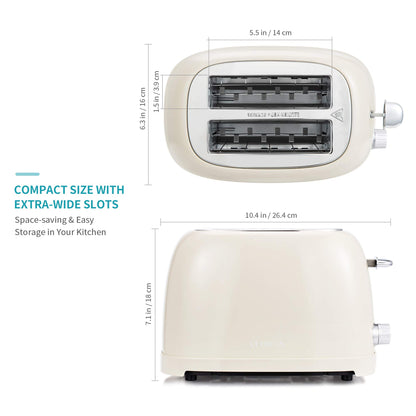 Ultrean Toaster 2 Slice with Extra-Wide Slot for Toasting Bagels, Breads, Waffles & More, Stainless Steel Material with Removable Crumb Tray, 6 Browning Settings