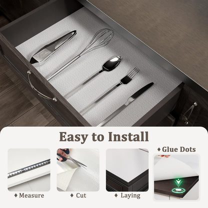 MIAONET Shelf Liner for Kitchen Cabinets 18" x 240" Non-Adhesive Non-Slip Drawer Liners for Dresser, Waterproof Washable Paper, Durable Protector Mat for Pantry Shelves Cupboards, White