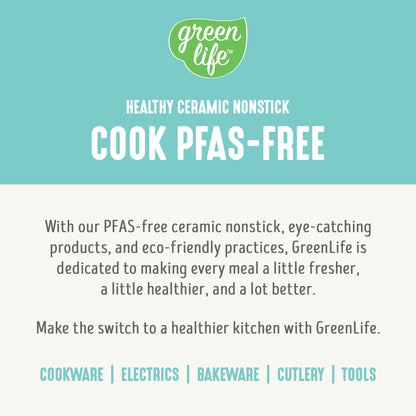 GreenLife 6QT Ceramic Slow Cooker, PFAS-Free, Programmable, Removable Healthy Nonstick Pot for Family Meals, Sear on Stovetop, Keep Warm, Digital Timer, Dishwasher Safe Crock, Turquoise