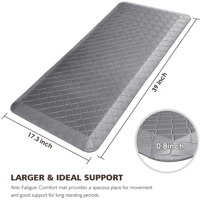 HappyTrends Anti-Fatigue Floor Mat - 4/5 Inch Thick, Waterproof Non-Slip, Heavy Duty Ergonomic Comfort Rug for Kitchen, Office, Sink, Laundry (17.3" x 39", Gray)