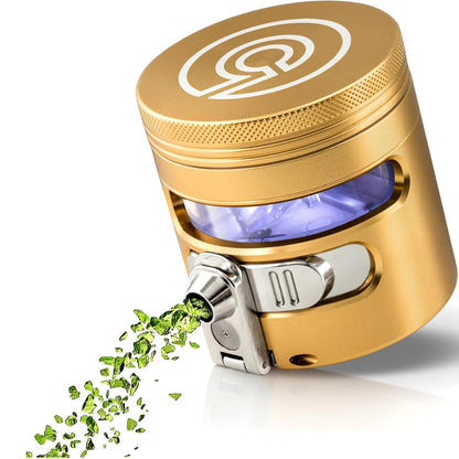 MANUAL Grinder AUTOMATIC Dispenser Large 2.5" Aluminum Alloy, for HOME & KITCHEN ONLY (Gold)