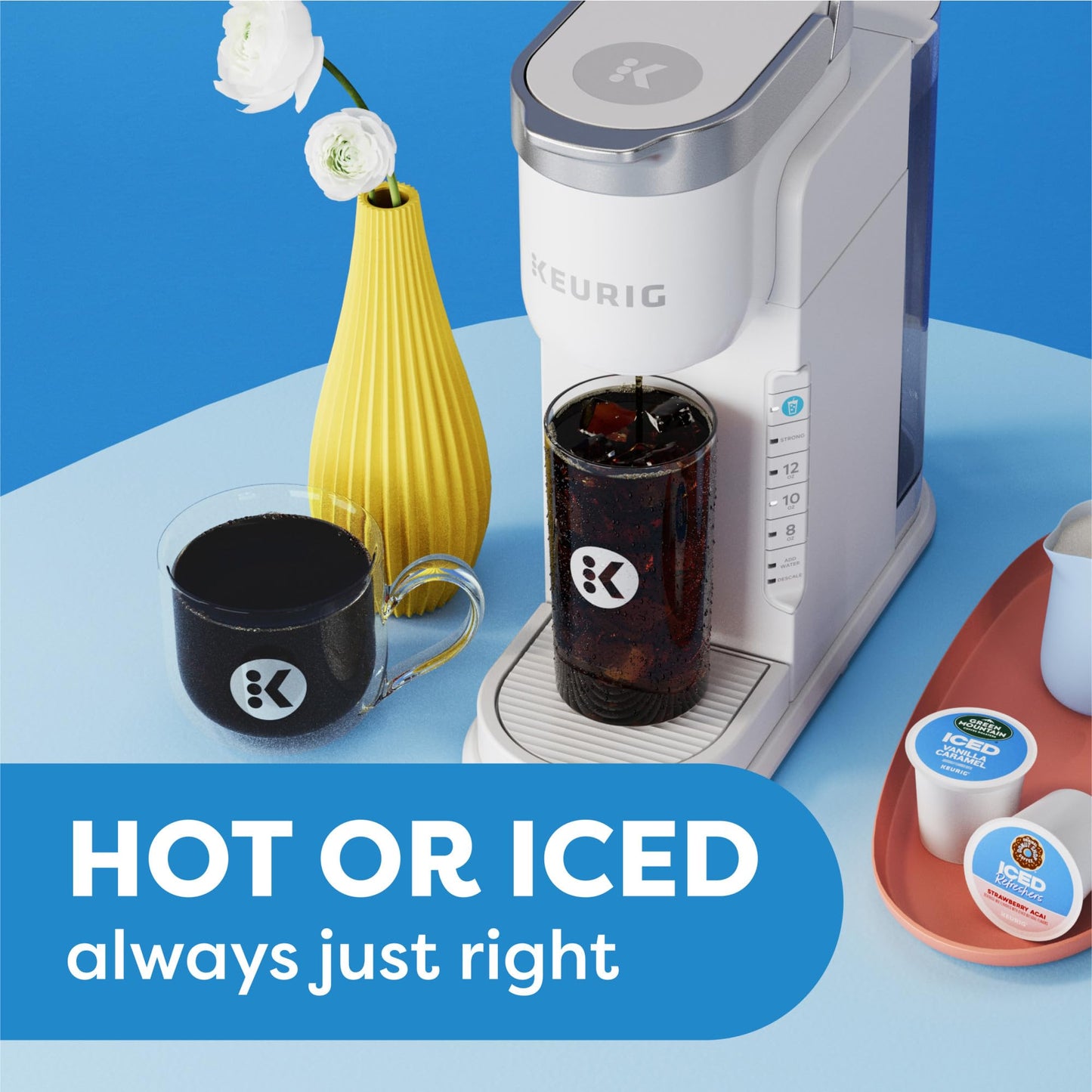 Keurig K-Iced Coffee Maker, Single Serve K-Cup Pod Iced Coffee Maker, With Hot and Cold Coffee Capabilities, Brews Any K-Cup Pod, Gray