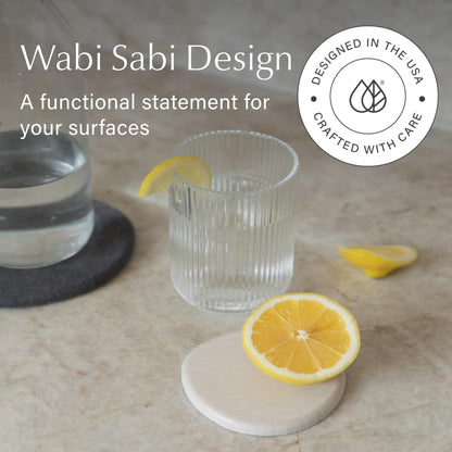 Dorai Home Stone Coasters Set - Diatomaceous Earth Water-Absorbing Drink Coaster for Coffee Table, Kitchen or Bar, Modern Stone Appearance | Sandstone - Set of 4