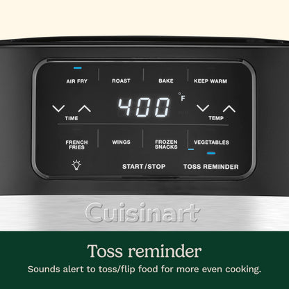 Cuisinart Air Fryer, 4.5-Quart Basket Fryer with 4 Cooking Functions to Air Fry, Roast, Bake, and Keep Warm, 4 Airfryer Presets, Dishwasher-Safe Parts, AIR-160NAS, Stainless Steel & Black