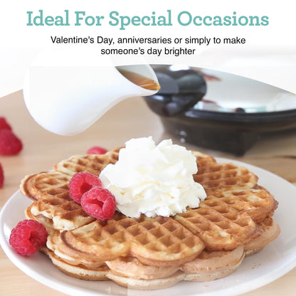 Euro Cuisine WM520 Heart Shaped Iron Waffle Maker - Eco-Friendly PTFE and PFOA Free Non Stick Plates, Perfect for V-Day & Special Occasions, 8-Inch