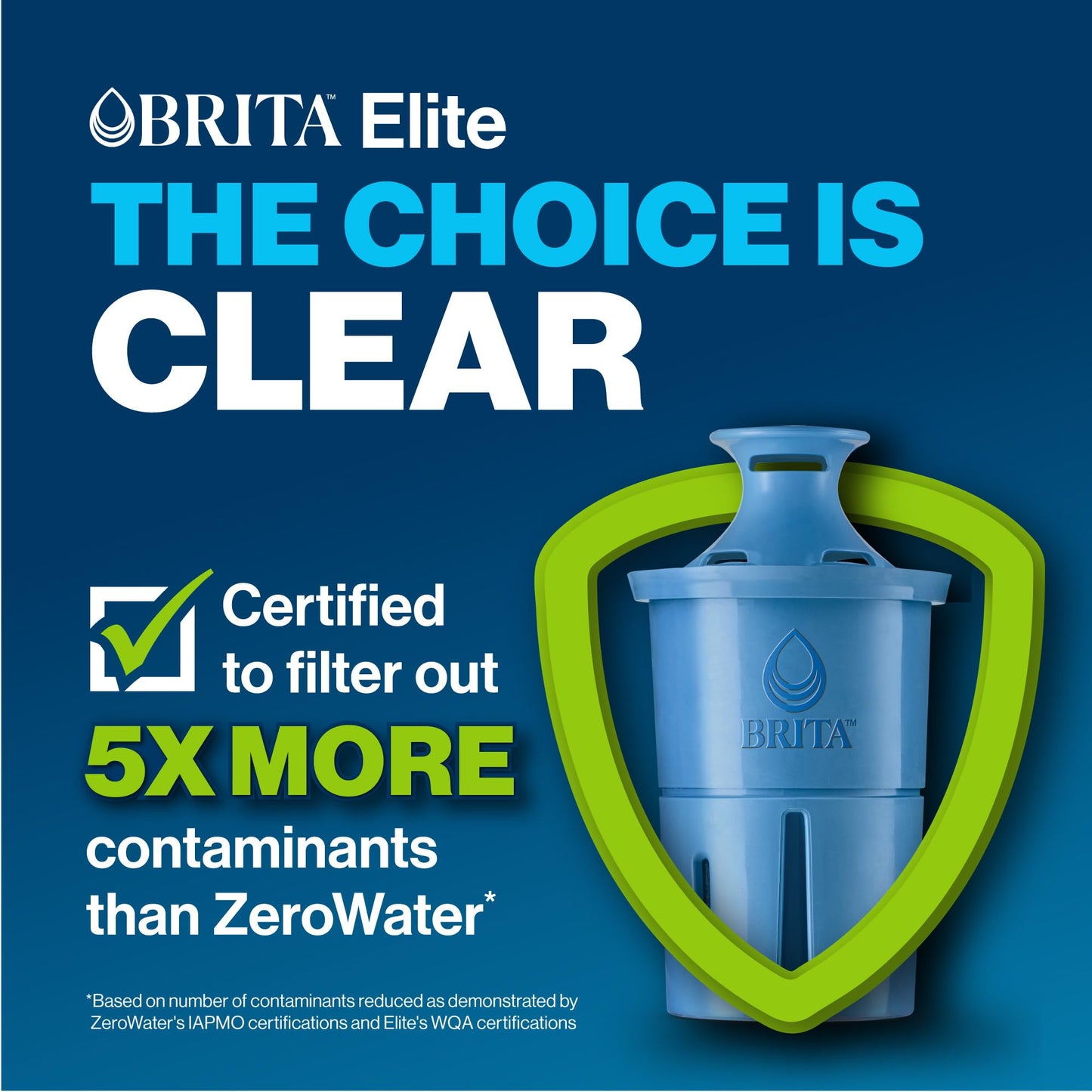 Brita 27-Cup Elite Water Filter Dispenser, Black, Reduces 30+ Contaminants, Lead & Microplastics, 6-Month Filter