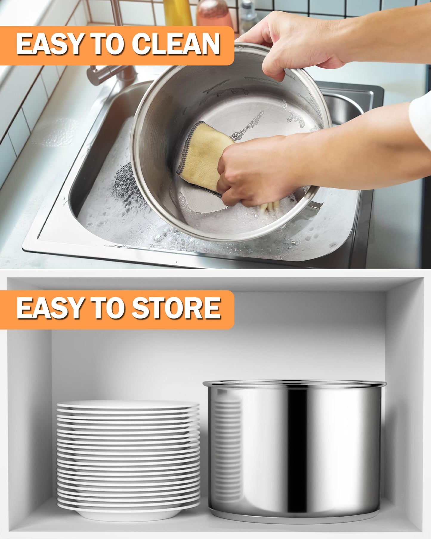 Cook N Home Stovetop Popcorn Popper with Crank, 6 Quart Stainless Steel Popcorn Pot, Silver