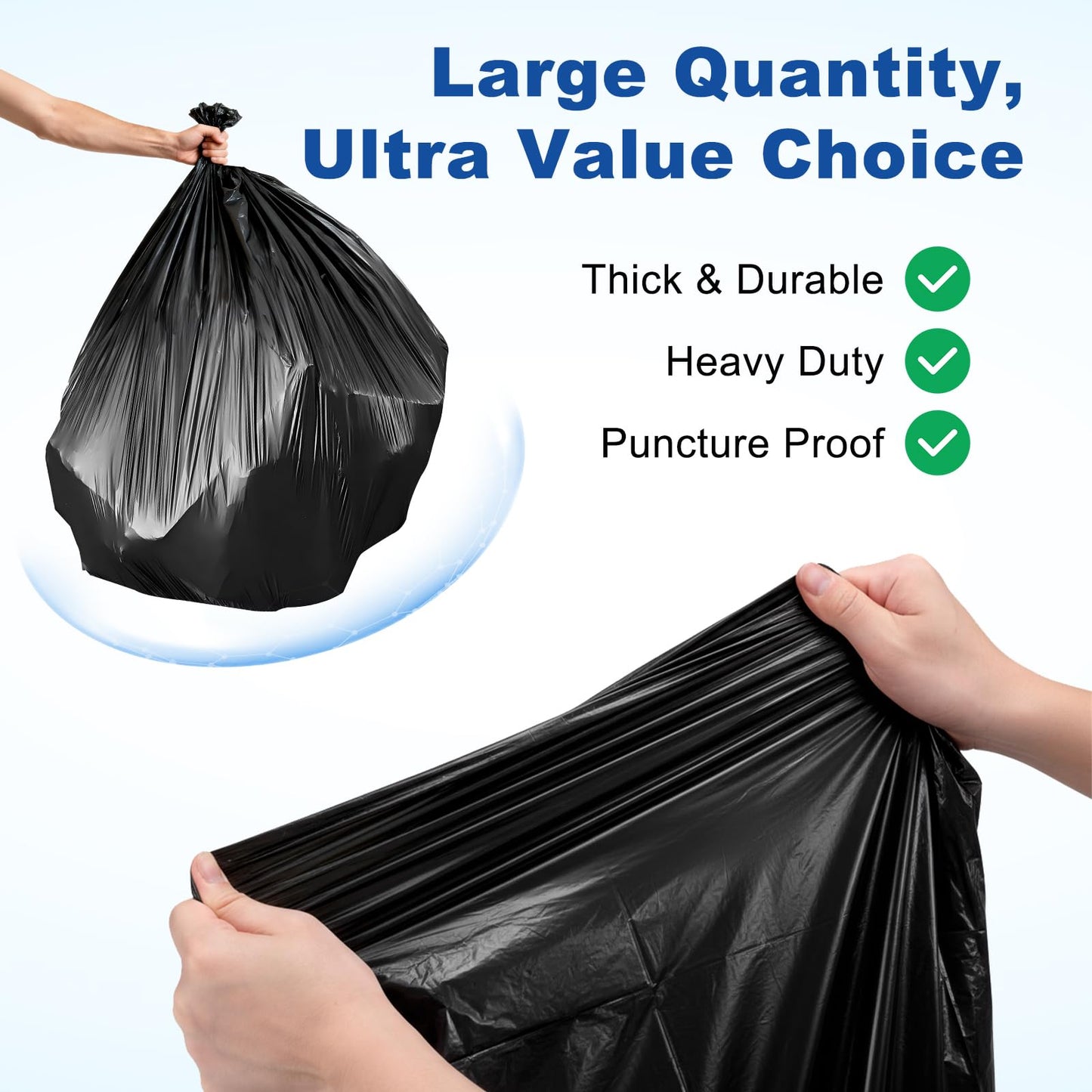 Minimal Store 30-33 Gallon Heavy Duty Trash Bags, 0.9MIL,250 Count, 32"x38" Black Garbage Bags, Bolsas de Basura, Durable & Puncture-Resistant, Made in USA for Home Kitchen Commercial Lawn and Leaf