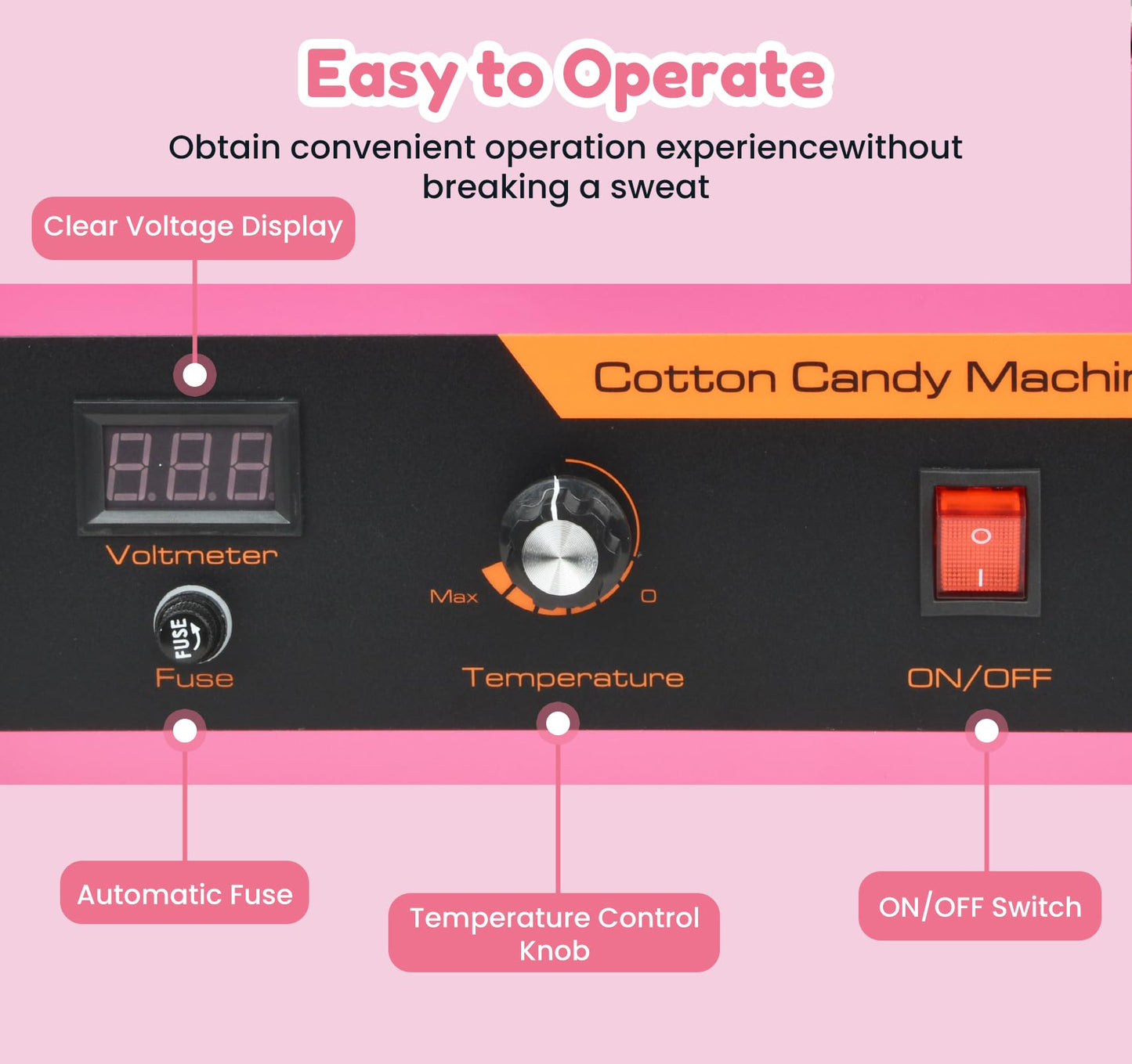 Cotton Candy Machine Commercial, 1000W Professional Cotton Candy Machine, Cotton Candy Maker with Stainless Steel Bowl, Bowl Cover and Sugar Scoop for Kids Birthday, Family Party, Festival (Pink)