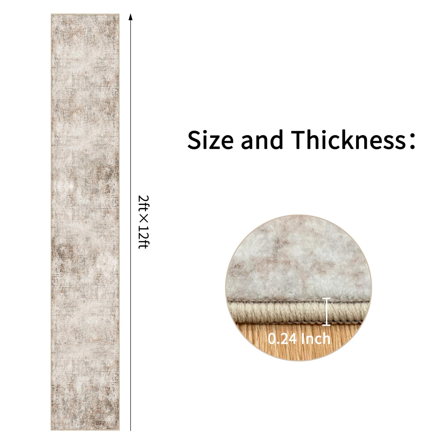 Ruicharm Beige Runner Rugs for Hallway: Abstract Washable Runner Rug 2x12 for Entryway Kitchen Bedroom Bathroom - Modern Cozy Home Decor Long Carpet Mat Stain-Resistant