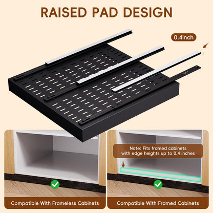 OneDream 2 Pack Pull Out Cabinet Organizer, 21" Deep Slide Out Drawers for Kitchen Cabinets, No Drill Adhesive Pull Out Drawers for Cabinets, Back Roll Out Shelves Adjustable Width 12.05"-20.4"