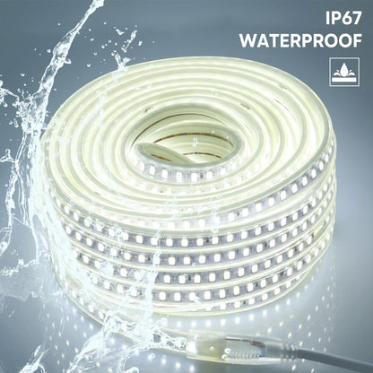 pcningled Outdoor LED Strip Lights Waterproof 32.8FT AC 110V Flexible LED Rope Lights Cool White 6000K 120V Cuttable LED Lights SMD 5730 120LEDs/m for Bedroom Wall Kitchen Cabinets Home Decor