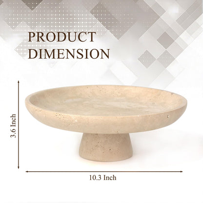 YMXYJM Natural Marble Pedestal Fruit Bowl, Large Decorative Bowl for Kitchen Counter/Living Room/Dining Table/Entryway, Beige