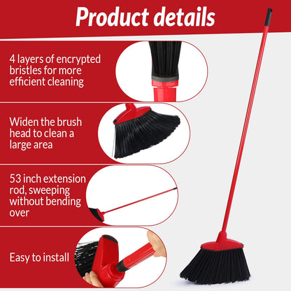 8 Pieces Broom Bulk Commercial Angle Broom Heavy Duty Indoor Outdoor Broom with Coated Metal Handle for Courtyard Garage Lobby Shop Home Kitchen Office Floor
