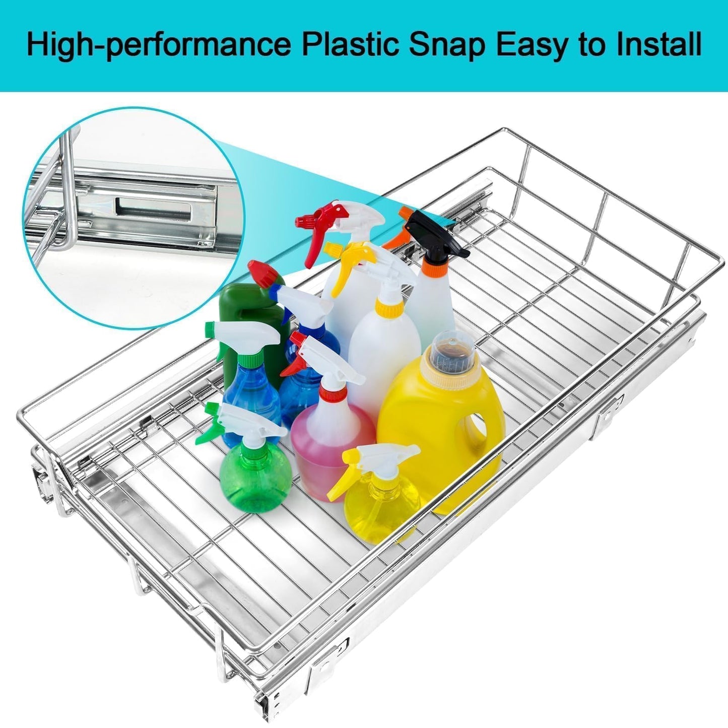 Pull Out Cabinet Organizer 11" W X 22" D, Slide Out Drawers For kitchen organizers and storage, Pull Out Drawers For Cabinets Capacity Heavy Duty Caddy, Cabinet Shelves Chrome-Plated, Bathroom Pantry