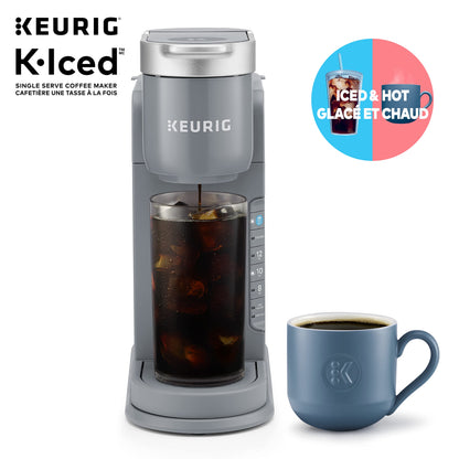 Keurig K-Iced Single Serve K-Cup Pod Coffee Maker, Featuring Simple Push Blue Button Brew Over Ice, Grey