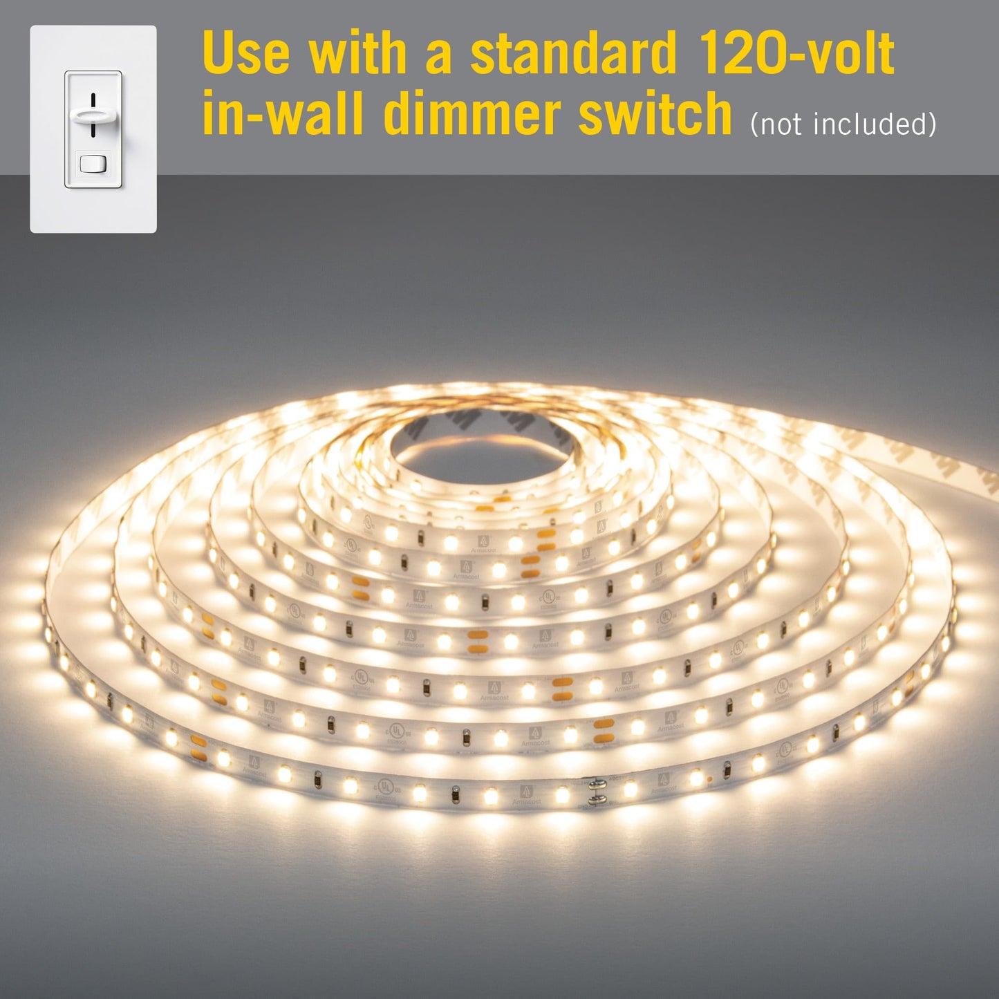 Armacost Lighting 421502 Ribbon Flex Home LED Tape Light Kit, 16 ft, AC Dimmable (3000K) 300 LED Lights