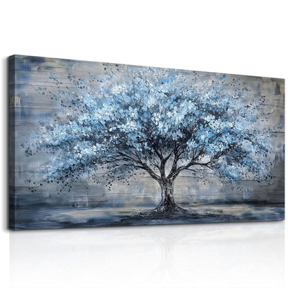 FUHAIHUA Canvas Wall Art for Living Room Wall Decor for Bedroom Office Modern Hotel Wall Decorations Blue Tree Landscape Paintings Abstract Pictures Artwork Room Aesthetic Home Decor 20x40 in