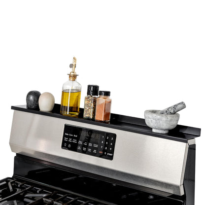 StoveShelf 20" Apartment Length Black Magnetic Shelf for Kitchen Stove - Kitchen Storage Solution with Zero Installation - Over Stove Spice Rack Organizer