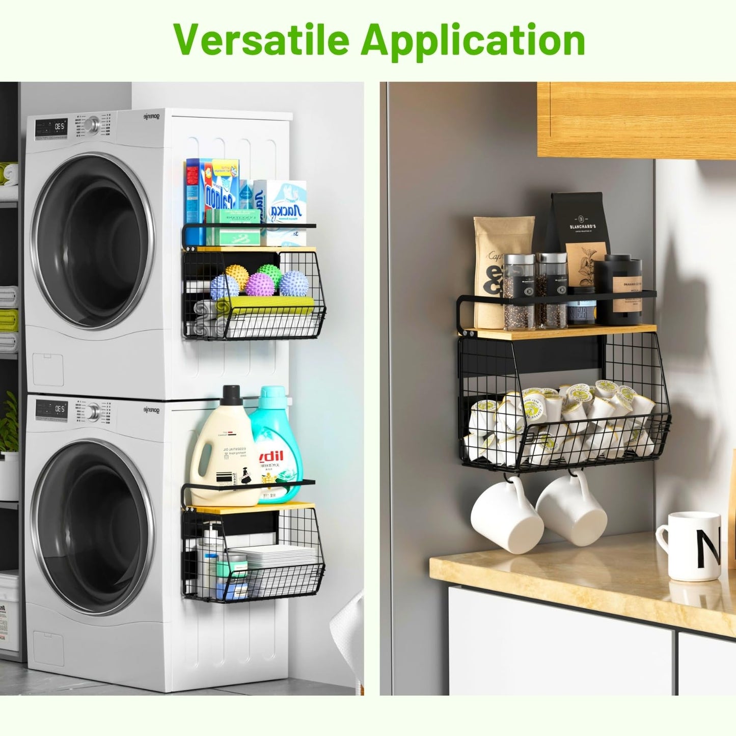 2 Set Magnetic Shelf for Refrigerator with Wood Lid, Fruit Potato & Onion Storage Bins, Pantry Organizers & Storage, Large Container Magnetic Spice Rack for Refrigerator, Kitchen Counter, Cabinet