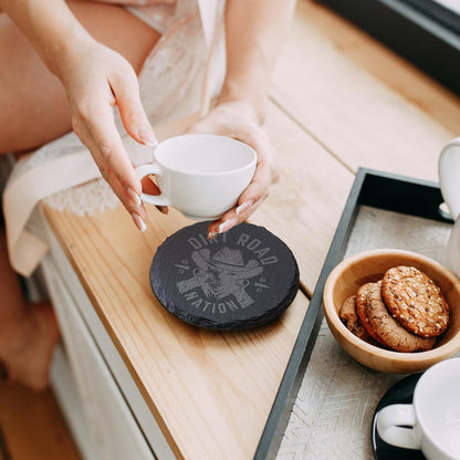 72 PCS Slate Coasters Set, 4 Inch Black Round Stone Drink Coasters Bulk, Laser Engraving Blanks with Anti-Scratch Bottom for Coffee Bar Home Kitchen Decor, Ideal Housewarming Wedding Gifts