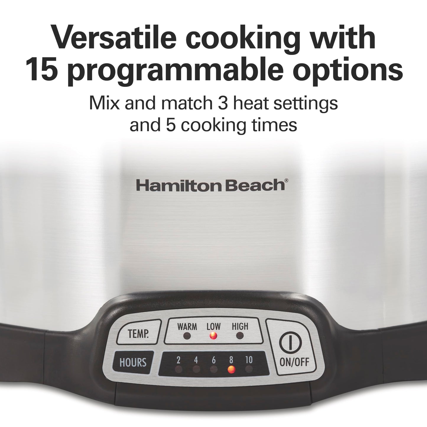 Hamilton Beach 4 Quart Programmable Slow Cooker with Flexible Easy Programming, 5 Cooking Times, Dishwasher-Safe Crock & Lid, Silver (33443)
