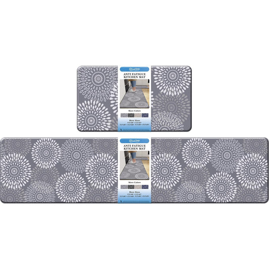 LuxStep Kitchen Mat Cushioned Rugs Anti-Fatigue Mats for Kitchen Floor,Waterproof Non-Slip Mats and Rugs Set for Office,Floor,Laundry 17.3"×30"+17.3"×70",Grey