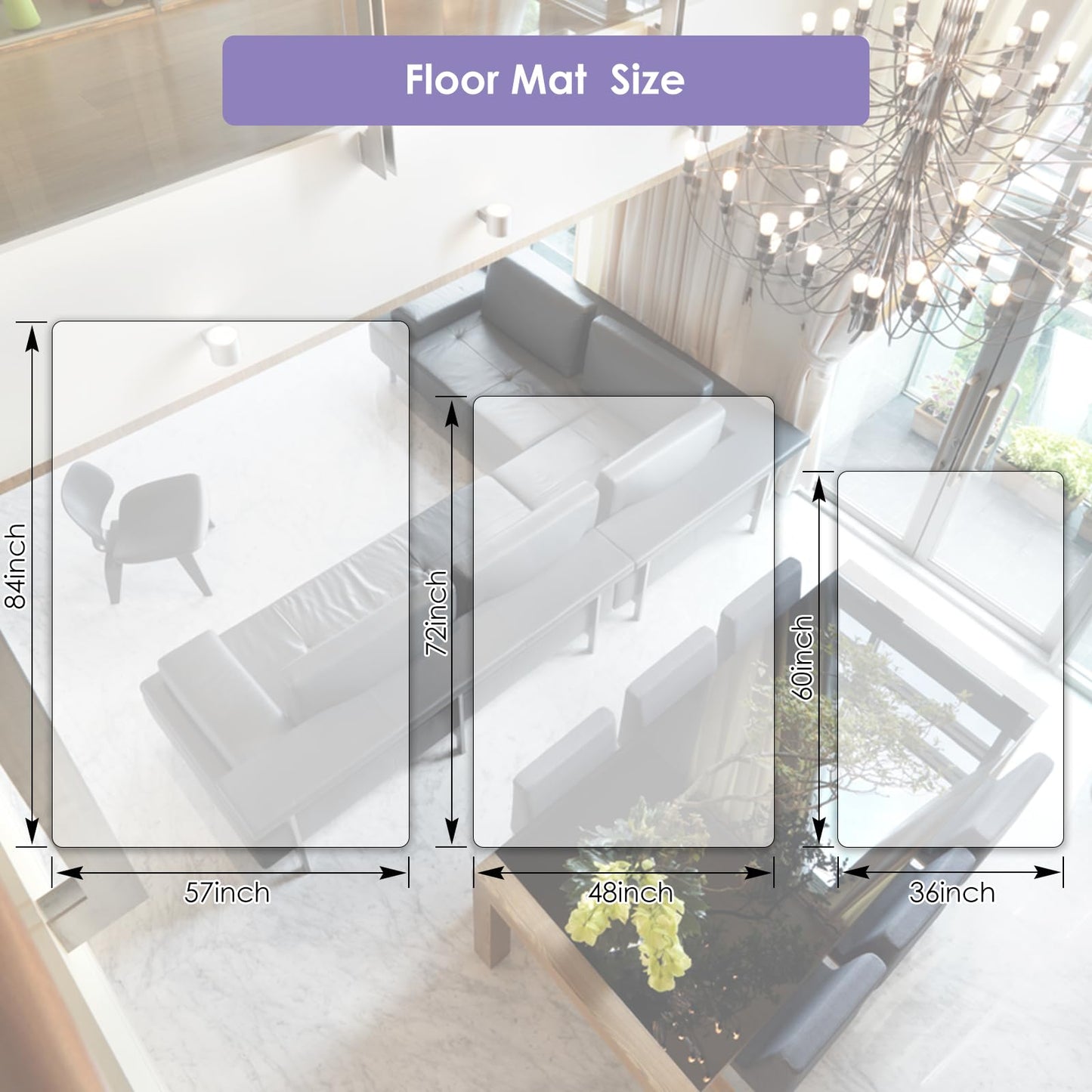 Vicwe Area Mat for Hard Floor, 3'×5' Clear Area Rug for Home, PVC Non-Slip Floor Protector for Dining Room, Large Anti-Scratch Floor Mats for Laundry Room, Kitchen, Bedroom
