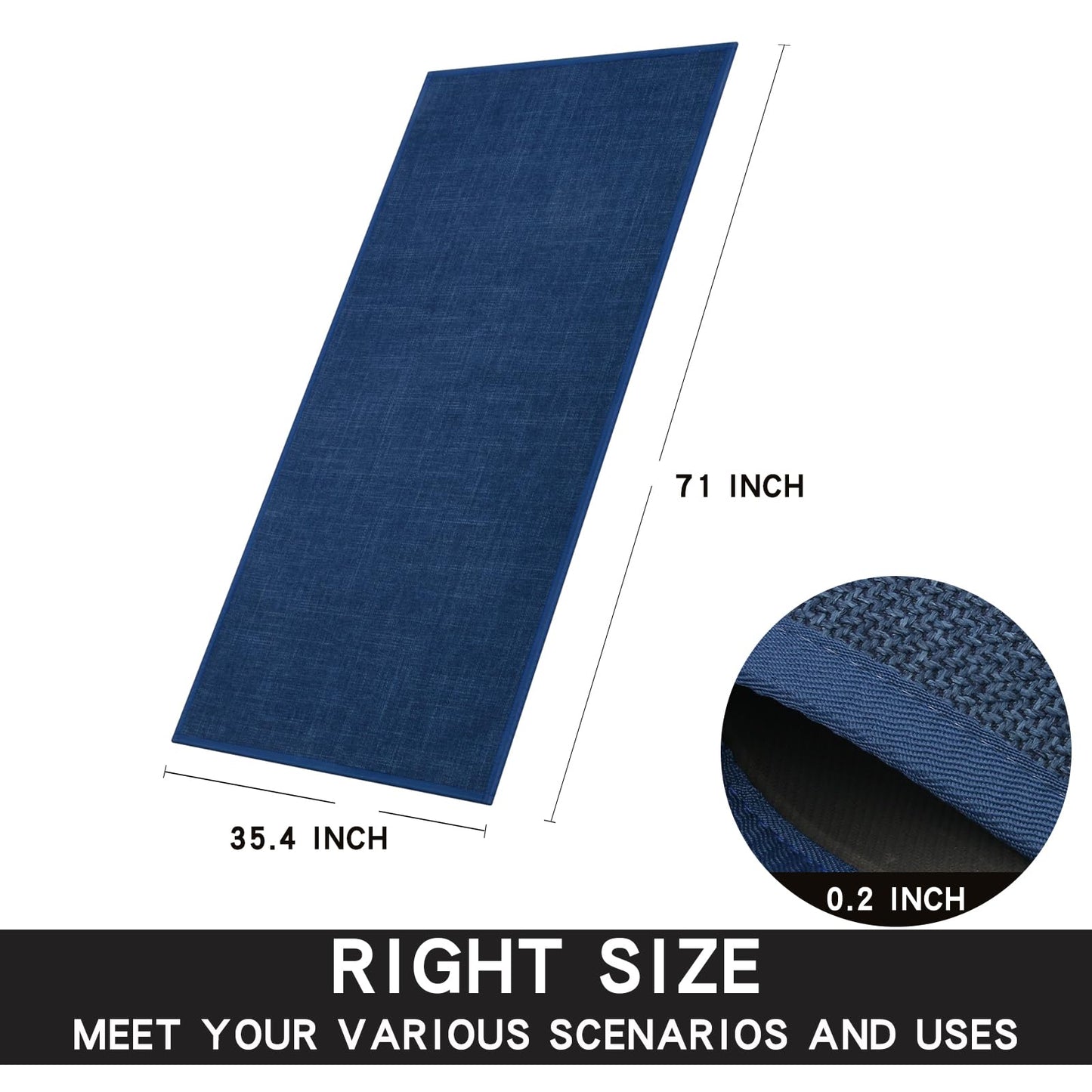 SUMLANS Kitchen Mat, Cushioned Non Slip Rugs for Kitchen Floor, Absorbent Runner Comfort Standing Mats Washable for Kitchen, Office, Home (Dark Blue, 35.4"x71")