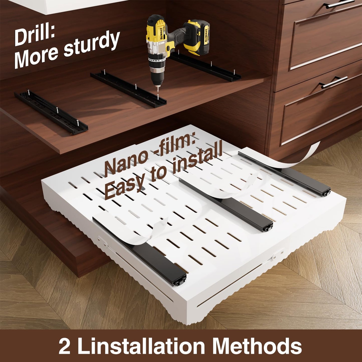 HarmonyHome Pull Out Cabinet Organizer, Expandable Width (12"-18") and Depth (13.7"-23.6"),Pull Out Drawers for Cabinets, Slide Out Drawers for Kitchen Cabinets with Sturdy Metal Pull Out Shelves