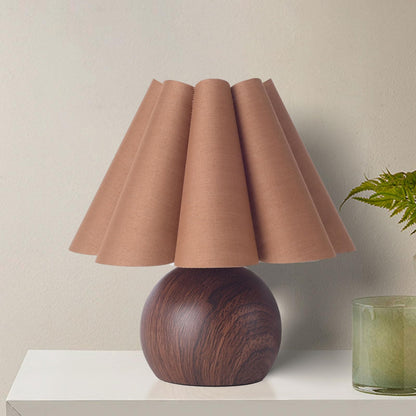 KUNJOULAM Cute Small Table Lamp, Modern Bedside Nightstand Lamp with Coffee Fabric Lampshade, Metal Base for Bedroom Home Office Decor (Without Buld)