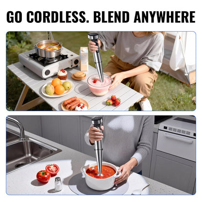 Turelar Cordless Immersion Blender with Rchargeable Battery, Portable Hand Blenders with Adjustable Speed, Hand Held Stick Mixer for Effortless Blending Shakes, Smoothies, Soups, Puree or Baby Food