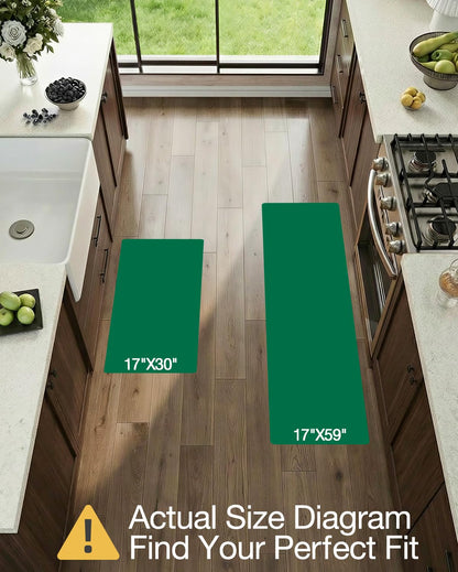 LUMI Anti-Fatigue Kitchen Floor Mats Set of 2,Cushioned Comfort Standing Rug Waterproof 2PCS, Non-Slip Ergonomic Foam Runner for Sink, Laundry, Office & Home,17x29+17x59,
