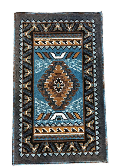YHSF South Western Area Rug for Living Room, Bedroom, Kitchen & More - Easy to Clean, Soft & Durable Native American Tribal Rug - Stain-Proof, Non-Slip Runner for Home Decor - Blue Brown, 2' x 3'4"