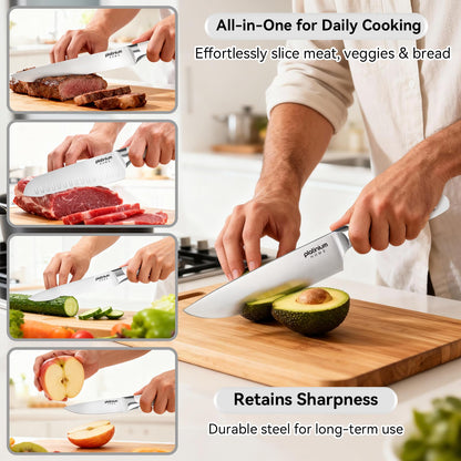 Kitchen Knife Set of 5,Professional Chef knife High Carbon Stainless Steel White Chefs Knives for Home Cooking, Includes Chef, Santoku, Boning, Utility, Peeling Knives with Gift Box