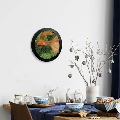 Natural Preserved Moss Wall Art - Natural moss&wood Handcrafted Rustic Charm for Your Home- Unique Wall Hanging for Living Room, Bedroom, Office, or Kitchen - No Maintenance
