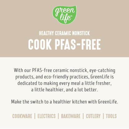 GreenLife 3.5QT Slow Cooker, PFAS-Free Non-Toxic Ceramic Nonstick Removable Interior Bowl, Programmable, Keep Warm, Stovetop & Oven Safe Pot, Dishwasher Safe Crock & Glass Lid, Cream