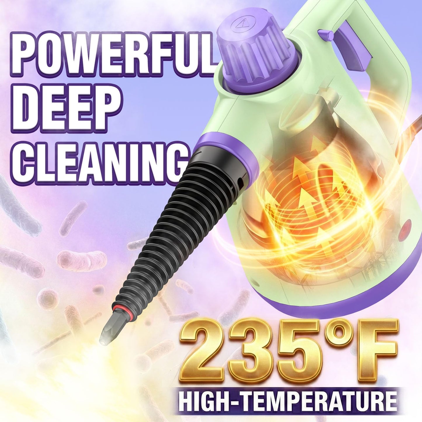 1050W Powerful Steam Cleaner with 9pcs Accessories & Safety Lock, Quick Heating Pressurized Handheld Steam Cleaner for Home, Multi-Surface Steamer Cleaner for Car, Window, Bathroom, Grout and More