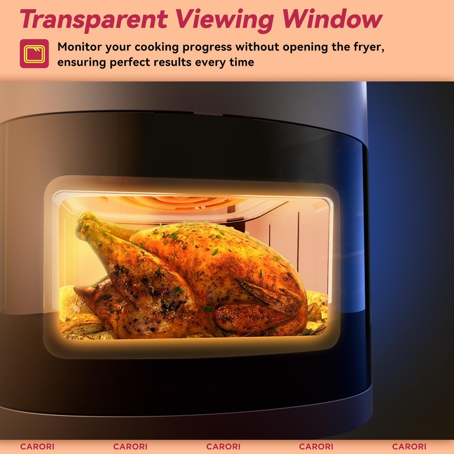 Air Fryer 12 Preset with Viewing Window, 6Qt Large Capacity, 400℉ Max Crisp, Airfryer, Bake, Roast, Dehydrate, Reheat, 1700W Quick Even Easy Meals, Nonstick Dishwasher Safe Basket