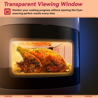 Air Fryer 12 Preset with Viewing Window, 6Qt Large Capacity, 400℉ Max Crisp, Airfryer, Bake, Roast, Dehydrate, Reheat, 1700W Quick Even Easy Meals, Nonstick Dishwasher Safe Basket