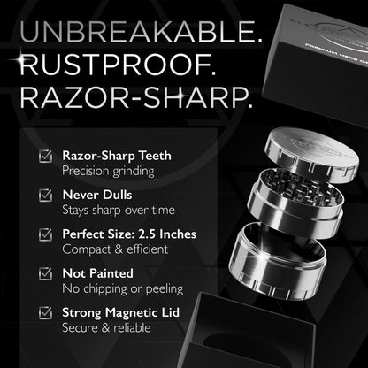 Elevated Damsko 2.5-inch Premium Stainless Steel Culinary Herb & Spice Grinder Mill for Kitchen Use