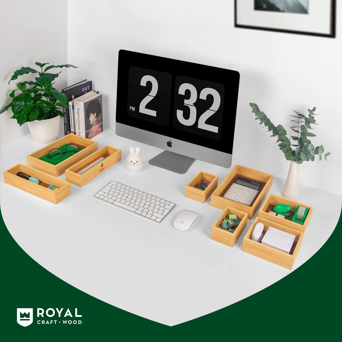 ROYAL CRAFT WOOD Bamboo Jewelry Organizer Box & Chests Set - Versatile Storage Solution for Makeup, Jewelry, and Bathroom Essentials (8 Boxes)