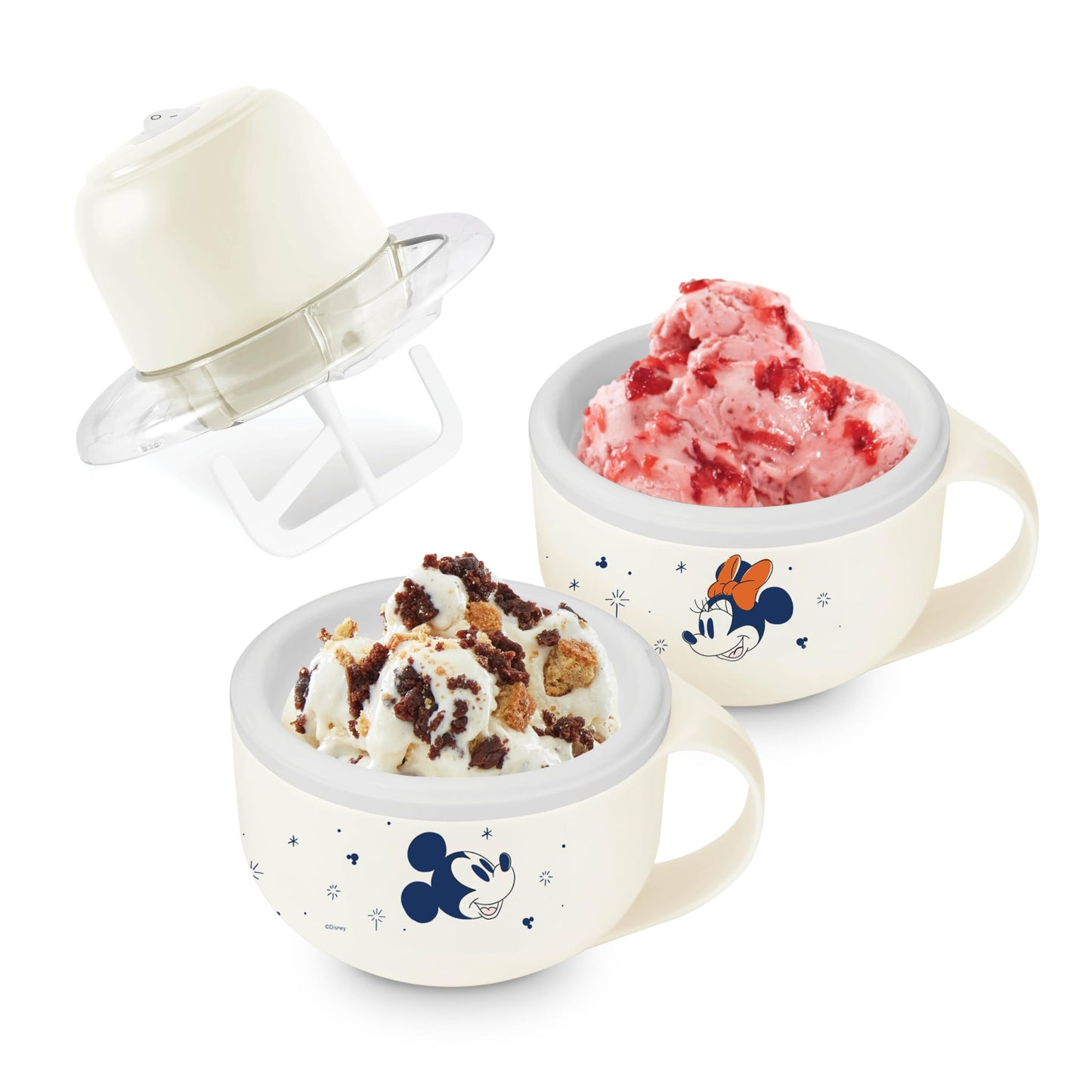 Disney Dash My Mug Ice Cream Maker Bundle - Mini Electric Ice Cream Maker - Creates Gelato, Sorbet & Frozen Yogurt - Easy to Clean & Use - 2 Mugs, Mickey & Minnie Design
