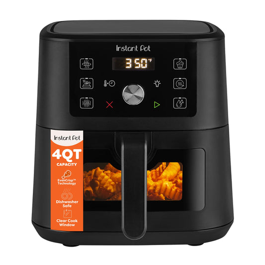 Instant Pot 4Qt Vortex 6-in-1 Mini Air Fryer, Custom Program Options, Air Fry, Broil, Roast, Dehydrate, Bake, Reheat, Black, 4 Quarts