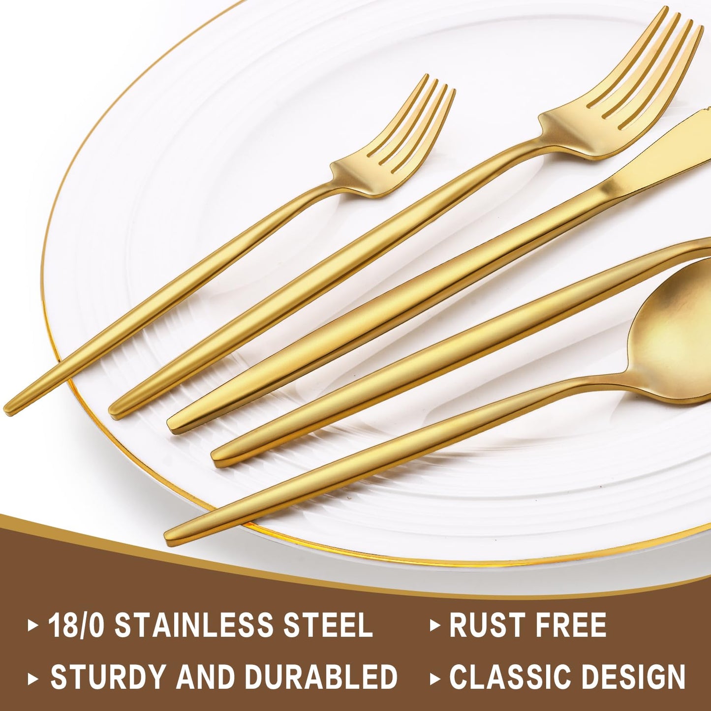 60-Piece Gold Silverware Set, Flatware Set for 12, Food-Grade Stainless Steel Cutlery, Includes Spoons Forks Knives, Kitchen Cutlery for Home Office Restaurant Hotel