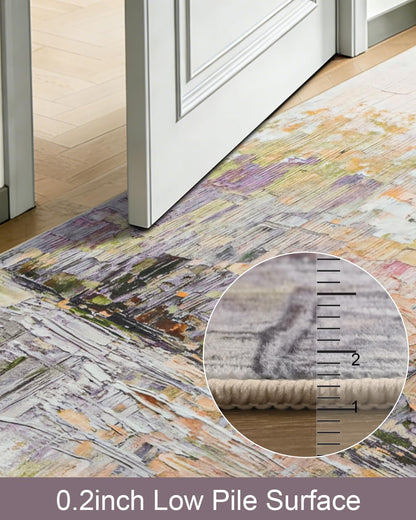 Gifeas 5x7 Area Rug for Living Room, Modern Abstract Washable Rug with Non Slip Backing, Ultra Soft Low Pile Carpet for Bedroom Dining Room Playroom Kitchen Laundry Nursery Home Office Decor, Purple