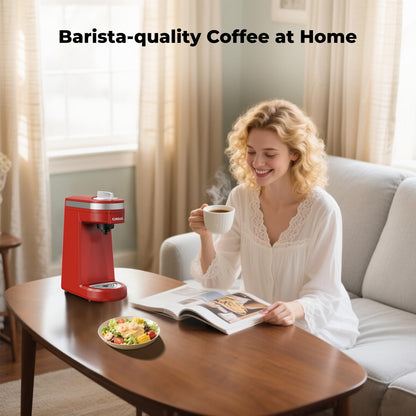 CHULUX Mini Coffee Maker for K Capsule, Single Serve Coffee Maker for One Cup Americano, Lightweight Pod Coffee Machine, Red
