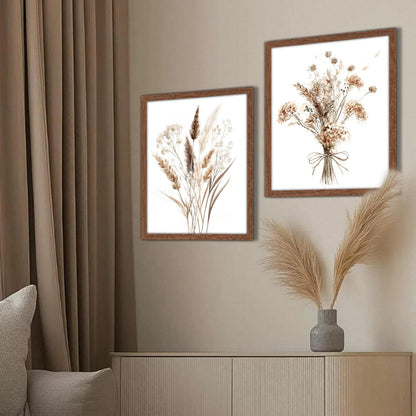 JJY Framed Fall Farmhouse Boho Decor for Wall Art Prints set of 3 -Autumn Pampas Grass Wall Decor Poster Aesthetics -Nature Fall Plant Painting Set for Home Living Room Kitchen Wall Decor 11"x14"