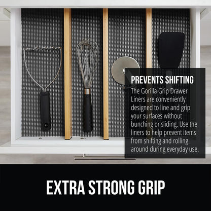 GORILLA GRIP powerGRIP Drawer Shelf and Cabinet Liner, Thick Strong Hold, Non-Adhesive Liners Protect Kitchen Cabinets and Cupboard, Bathroom Drawers, Easy Install, Breathable Mat, 20" x30', Charcoal