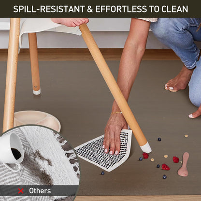 Area Floor Mat for Home, 4'×6' Translucent Black No Slip Waterproof Vinyl Area Rug for Hard Floor, Spill Resistant Floor Protector Cover for Kitchen, Easy Clean Splat Mat for Under High Chair